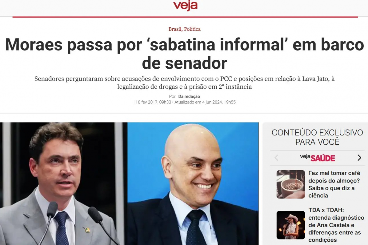 Reportagem de 2017 cita participação de Wilder Morais em reunião com Alexandre de Moraes antes de indicação ao STF