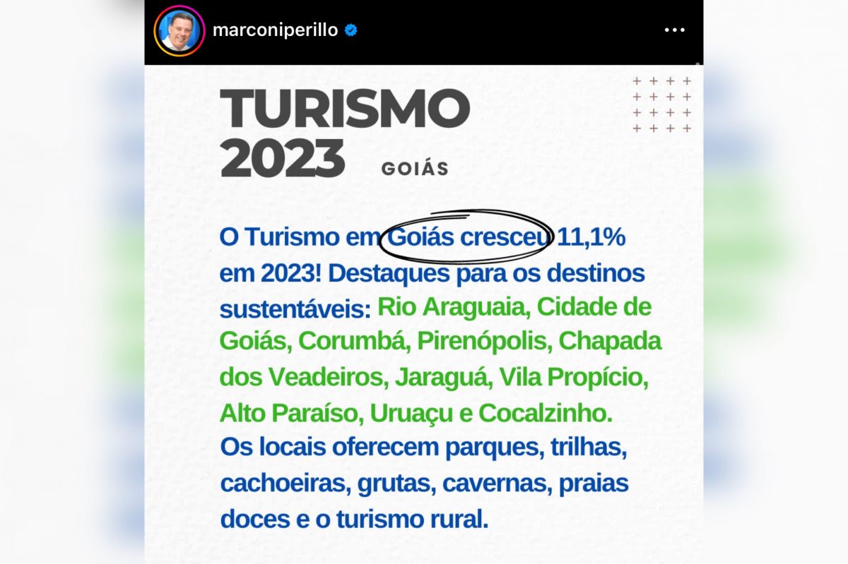 Até Marconi se dobra à gestão de Caiado e comemora crescimento do turismo em Goiás